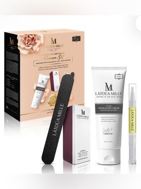 Latoua Mille Hand & Foot Cream, Moroccan Cuticle Oil Manicure Set - Retail $180